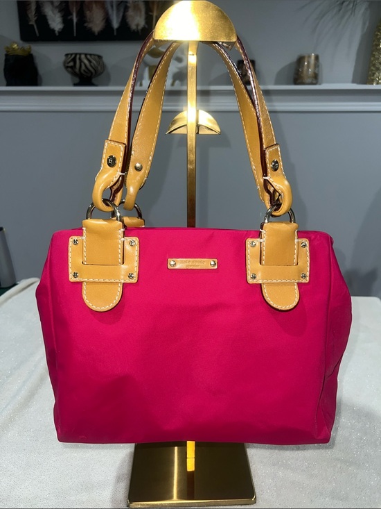 kate spade Handbags - kate spade  bag in raspberry pink with tan leather straps-EUC